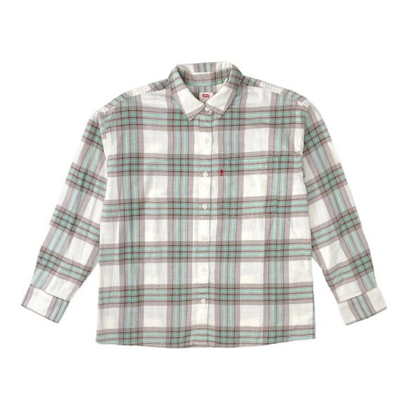 Levi’s Davy Plaid Flannel Button Down Long Sleeve Shirt Size Small Women’s - Picture 1 of 12
